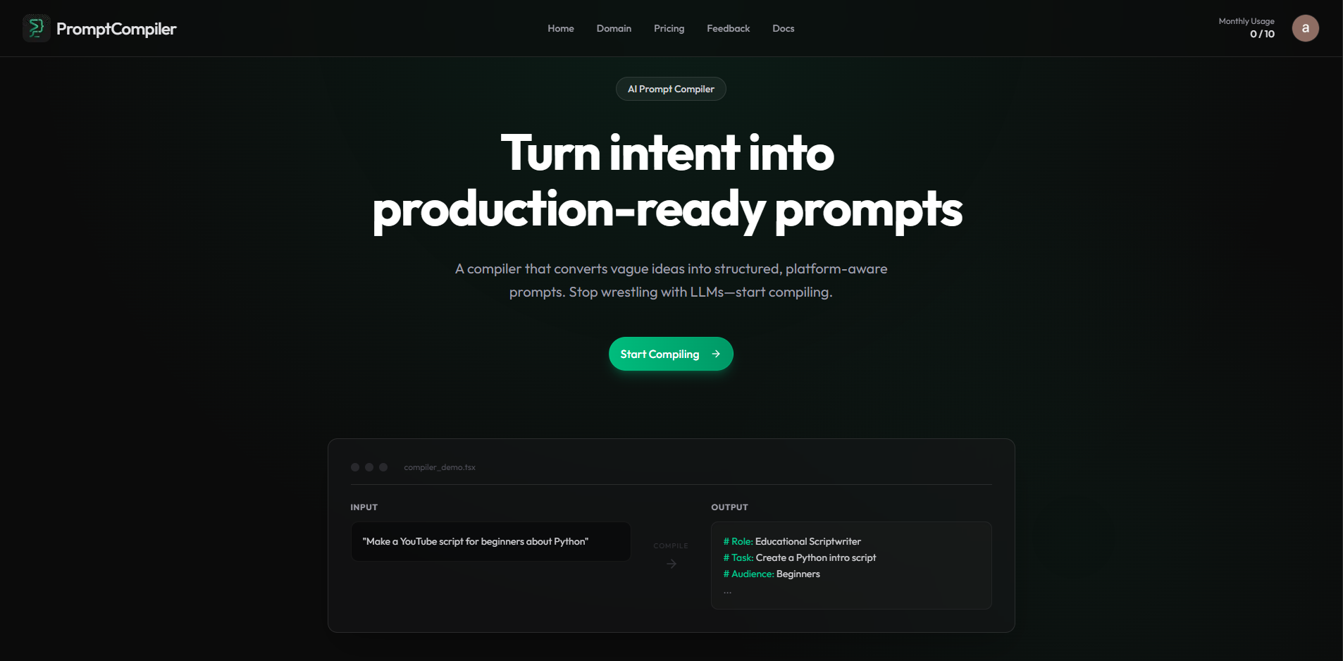 AI Prompt Compiler preview